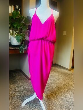 Amanda Uprichard Pink Tulip Midi Dress NWT Racerback Size L